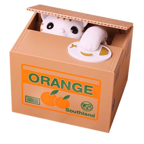 White Cat Automated Steal Coin Money Box